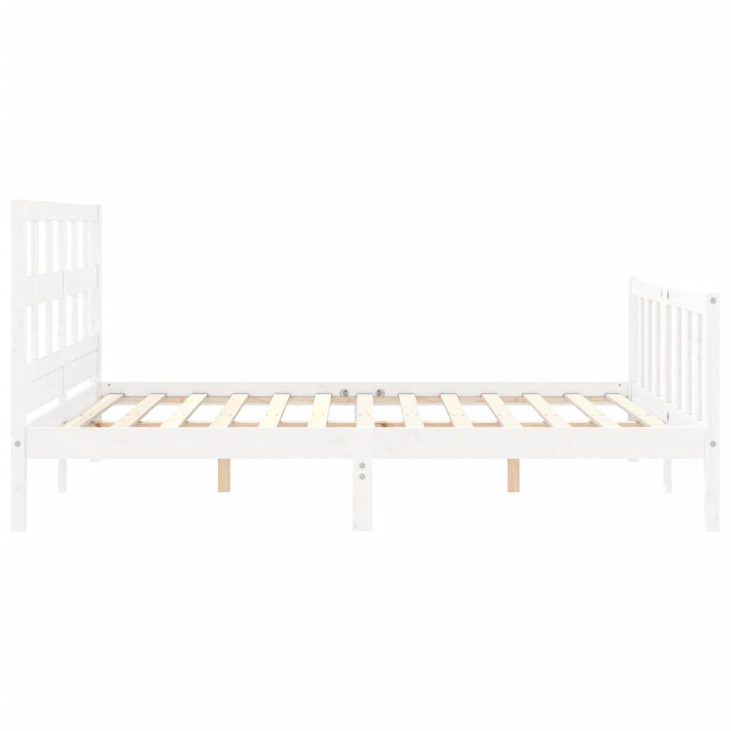 vidaXL Bed Frame without Mattress White King Size Solid Wood Pine