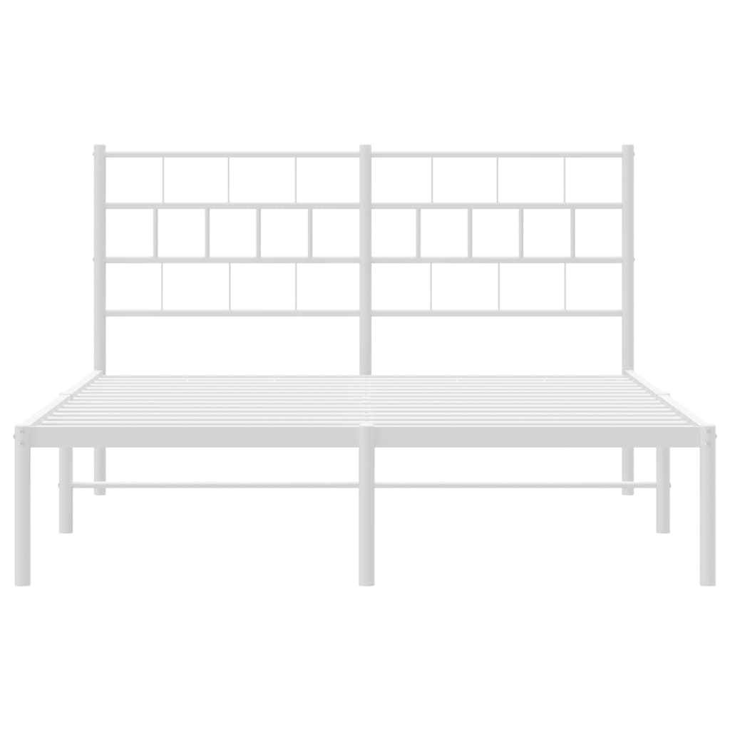 vidaXL Metal Bed Frame without Mattress with Headboard White 120x200 cm