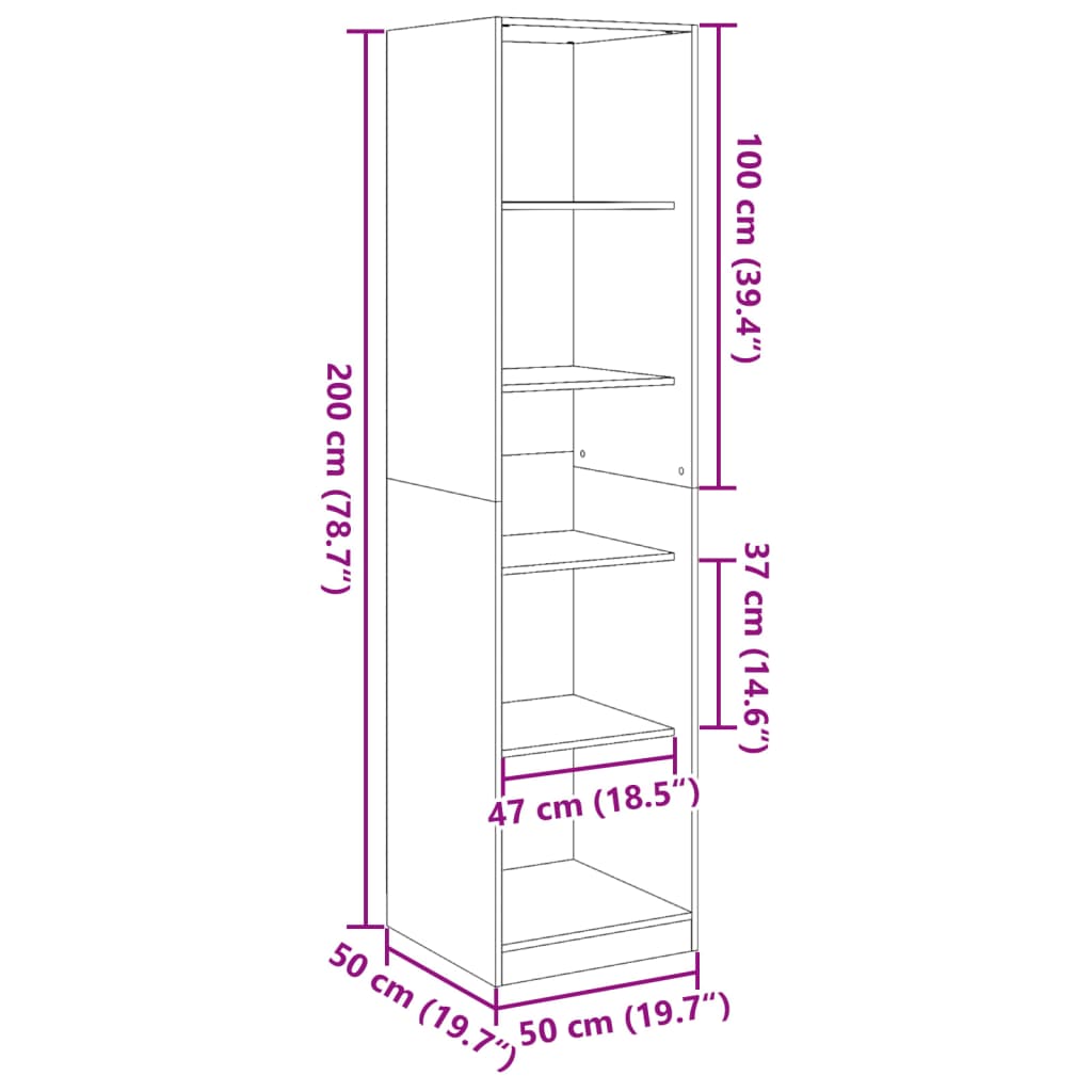 vidaXL Wardrobe White 50x50x200 cm Engineered Wood