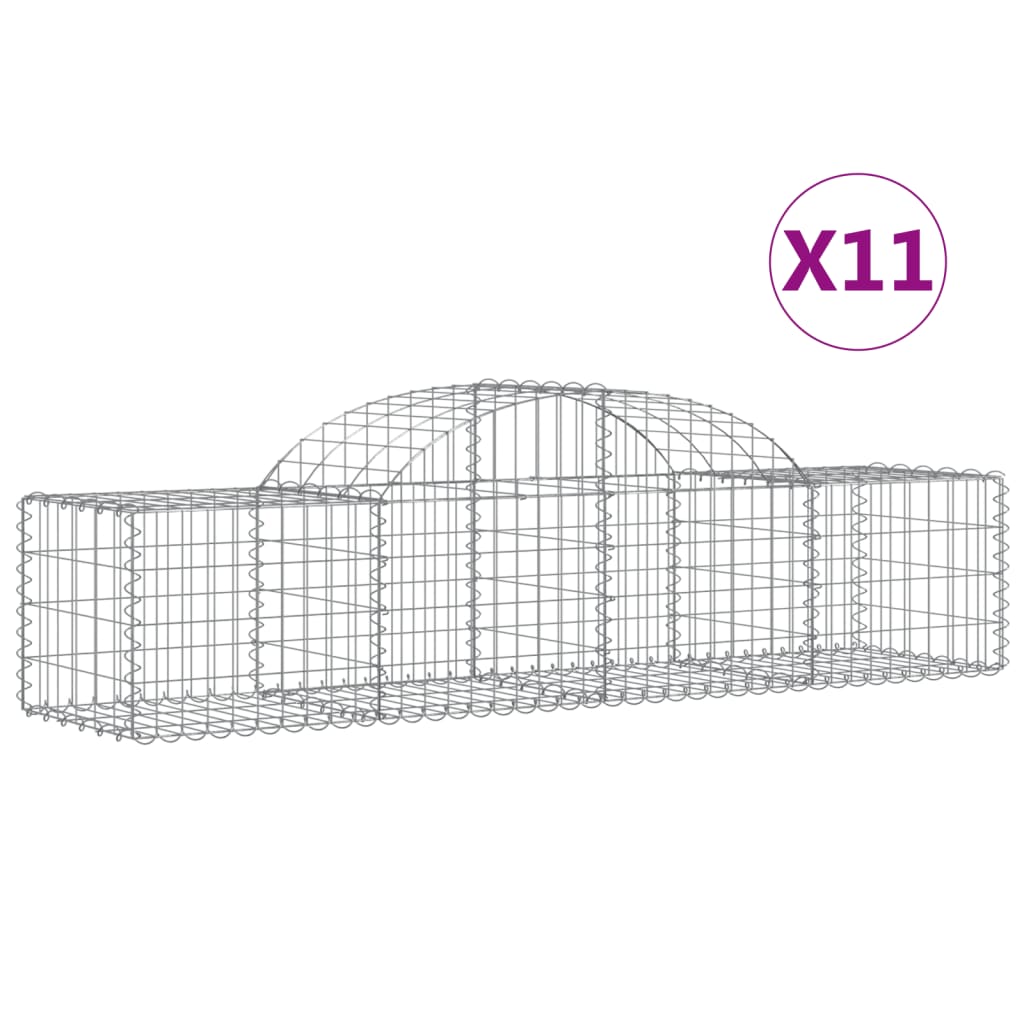 vidaXL Arched Gabion Baskets 11 pcs 200x50x40/60 cm Galvanised Iron