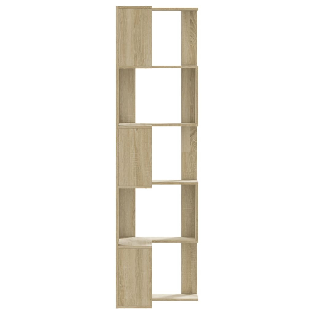 vidaXL Corner Bookcase 5-Tier Sonoma Oak 50x50x179 cm Engineered Wood