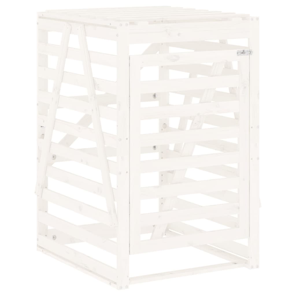 vidaXL Wheelie Bin Storage White 84x90x128.5 cm Solid Wood Pine