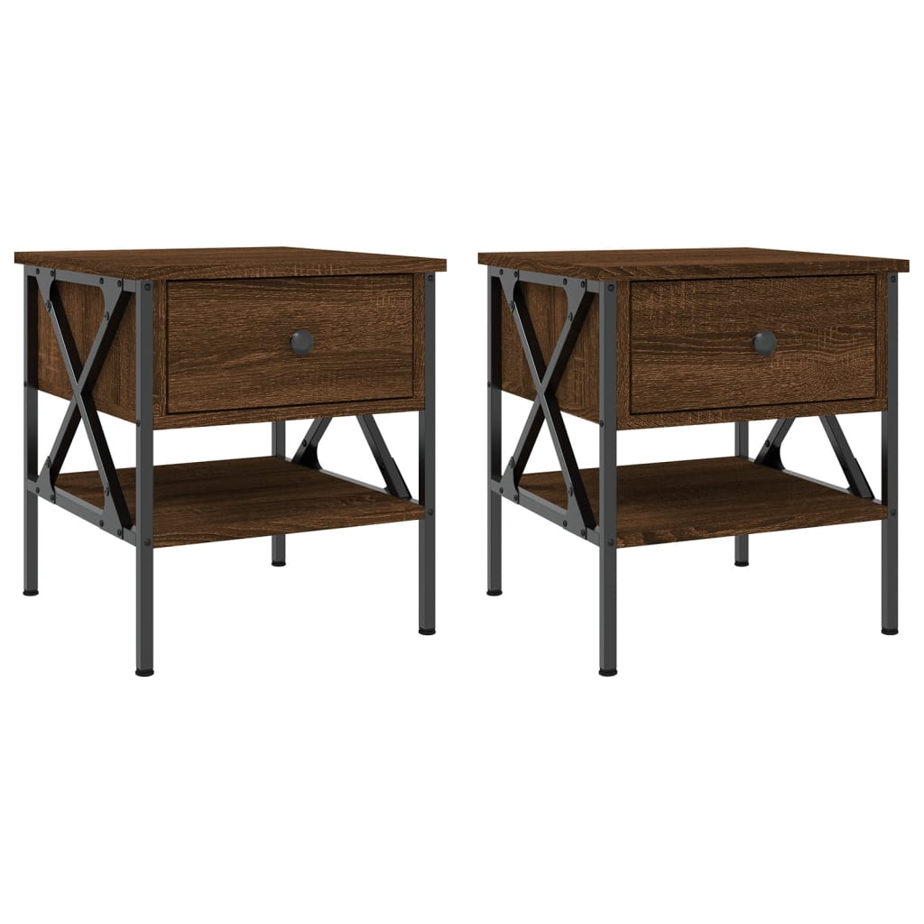 vidaXL Bedside Tables 2 pcs Brown Oak 40x42x45 cm Engineered Wood