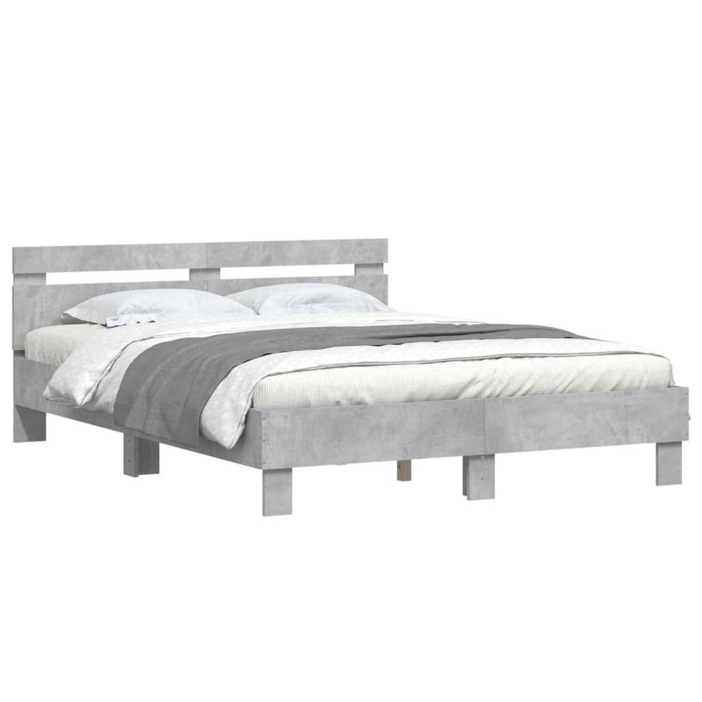 vidaXL Bed Frame without Mattress Concrete Grey 140x200 cm