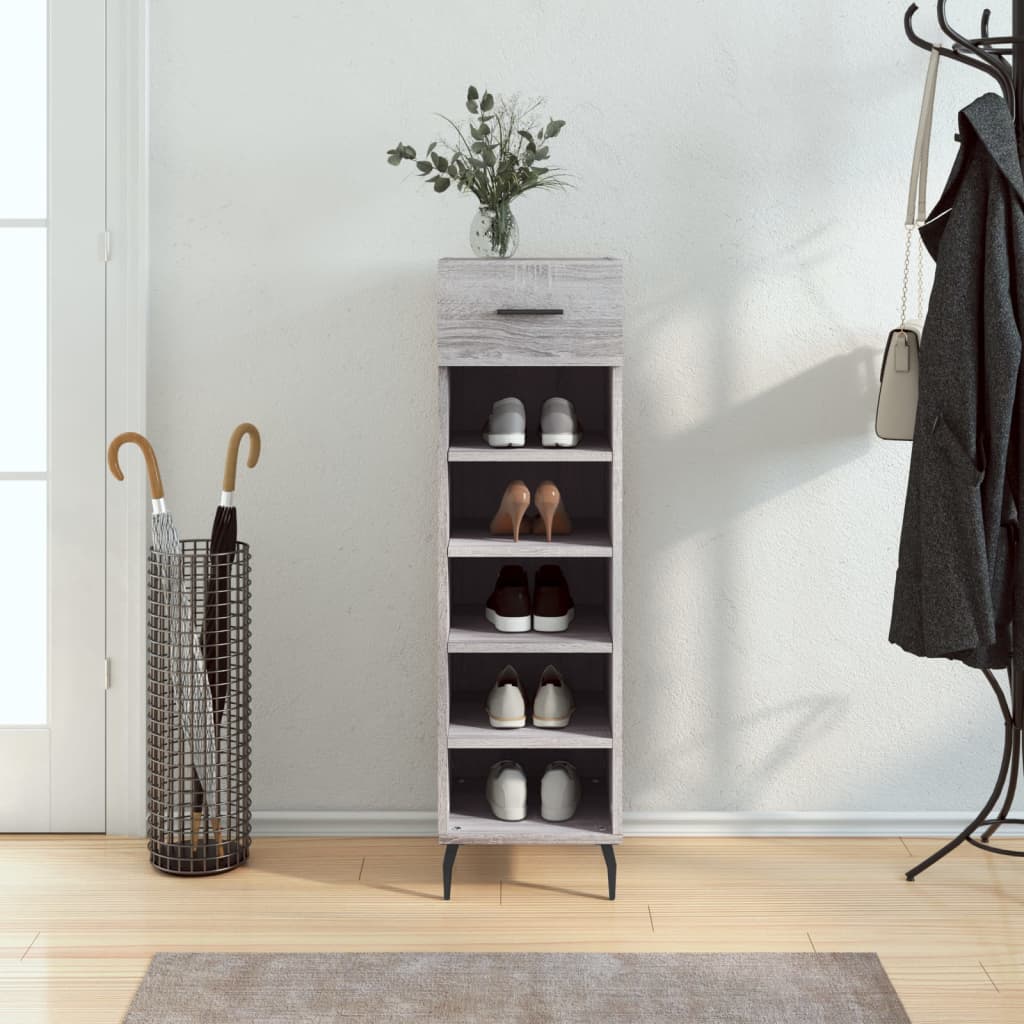 vidaXL Shoe Cabinet Grey Sonoma 30x35x105 cm Engineered Wood