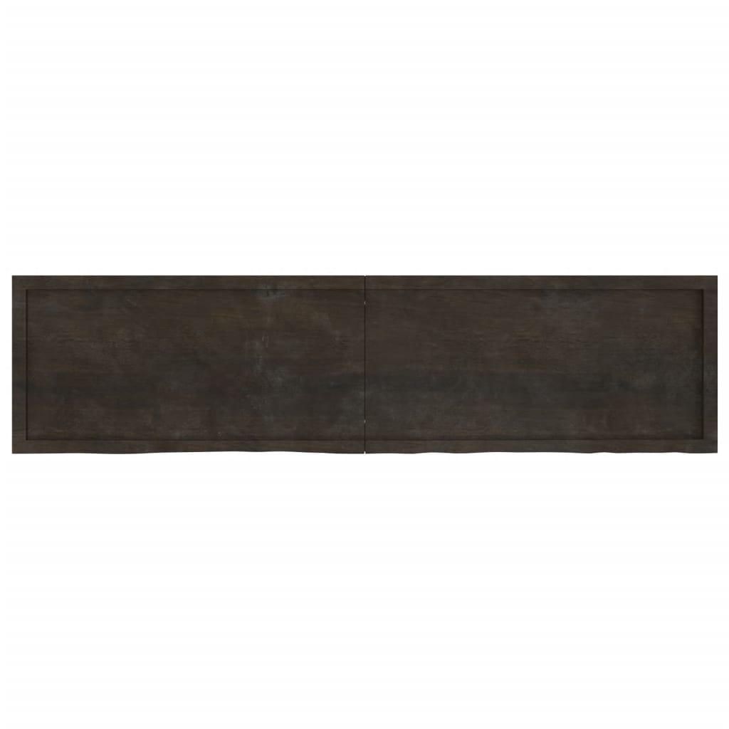 vidaXL Wall Shelf Dark Brown 200x50x(2-4) cm Treated Solid Wood Oak