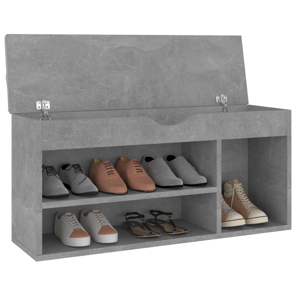 vidaXL Shoe Bench with Cushion Concrete Grey 104x30x49 cm Engineered Wood