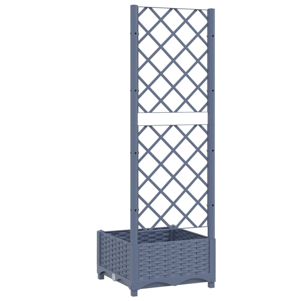 vidaXL Garden Planter with Trellis Dark Grey 40x40x121.5 cm PP