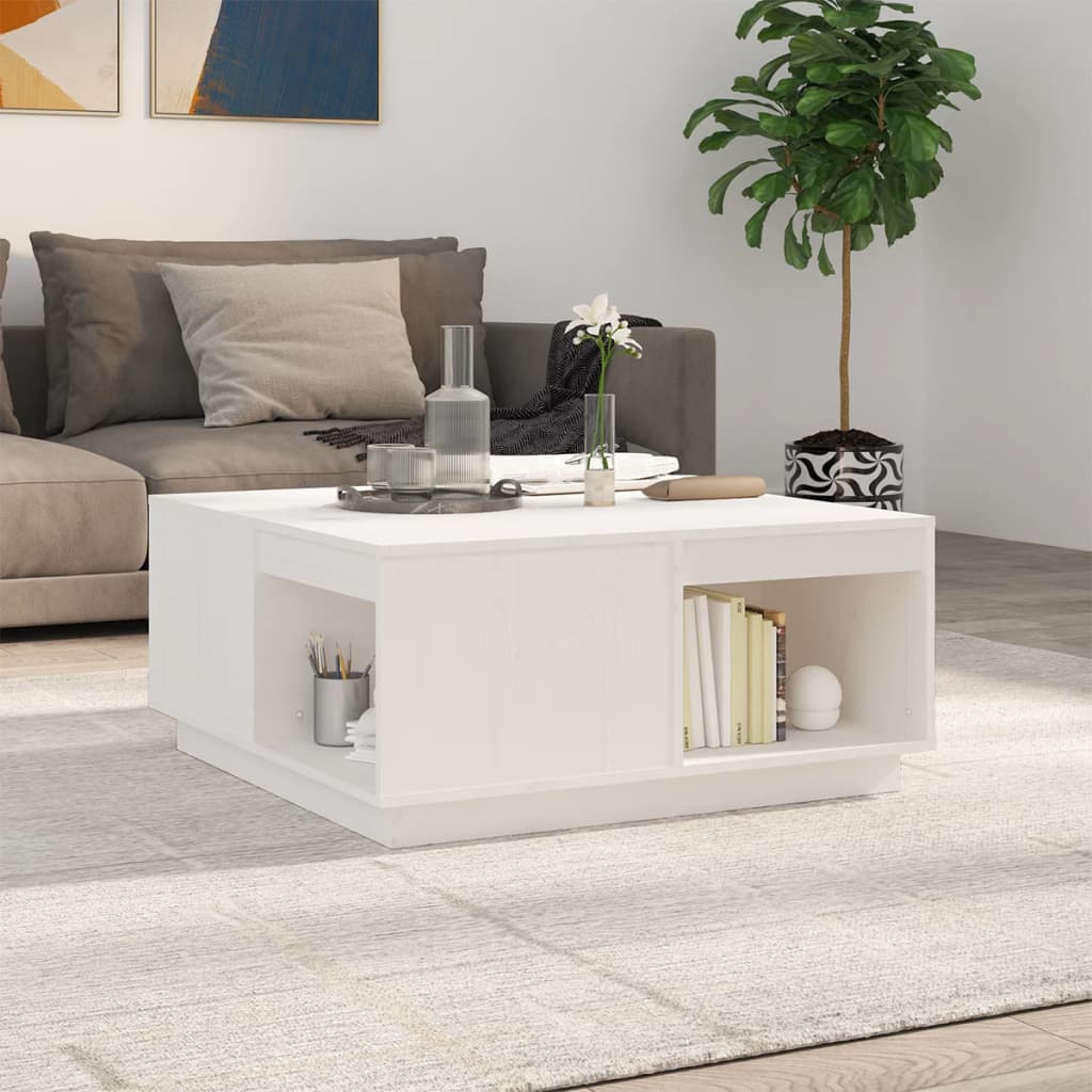 vidaXL Coffee Table White 80x81x36.5 cm Solid Wood Pine