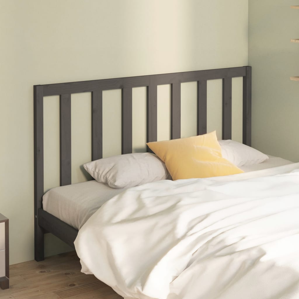 vidaXL Bed Headboard Grey 156x4x100 cm Solid Wood Pine