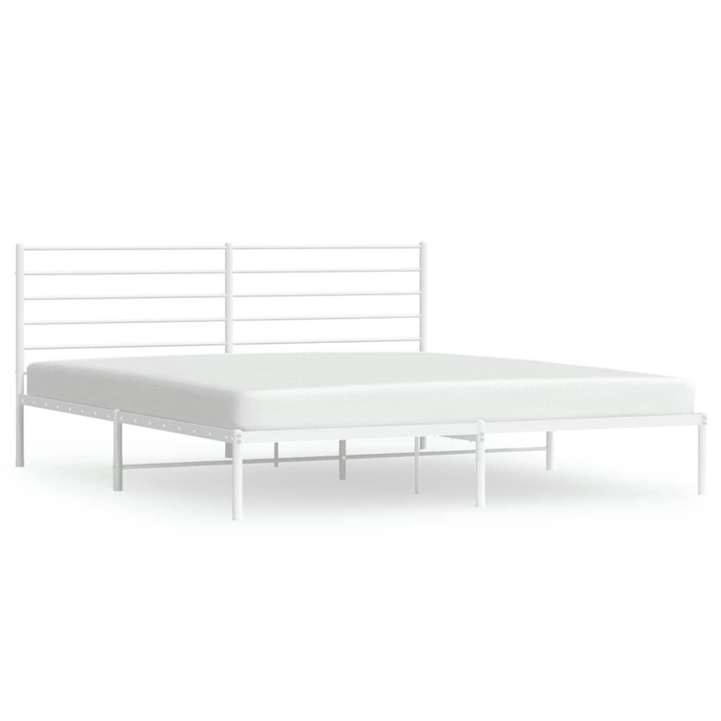 vidaXL Metal Bed Frame without Mattress with Headboard White 193x203 cm