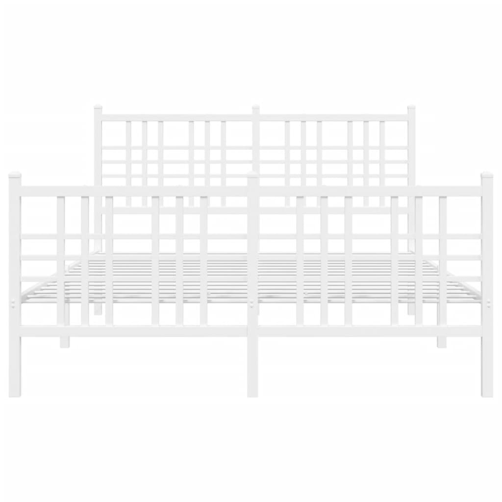 vidaXL Metal Bed Frame without Mattress with Footboard White 120x200 cm