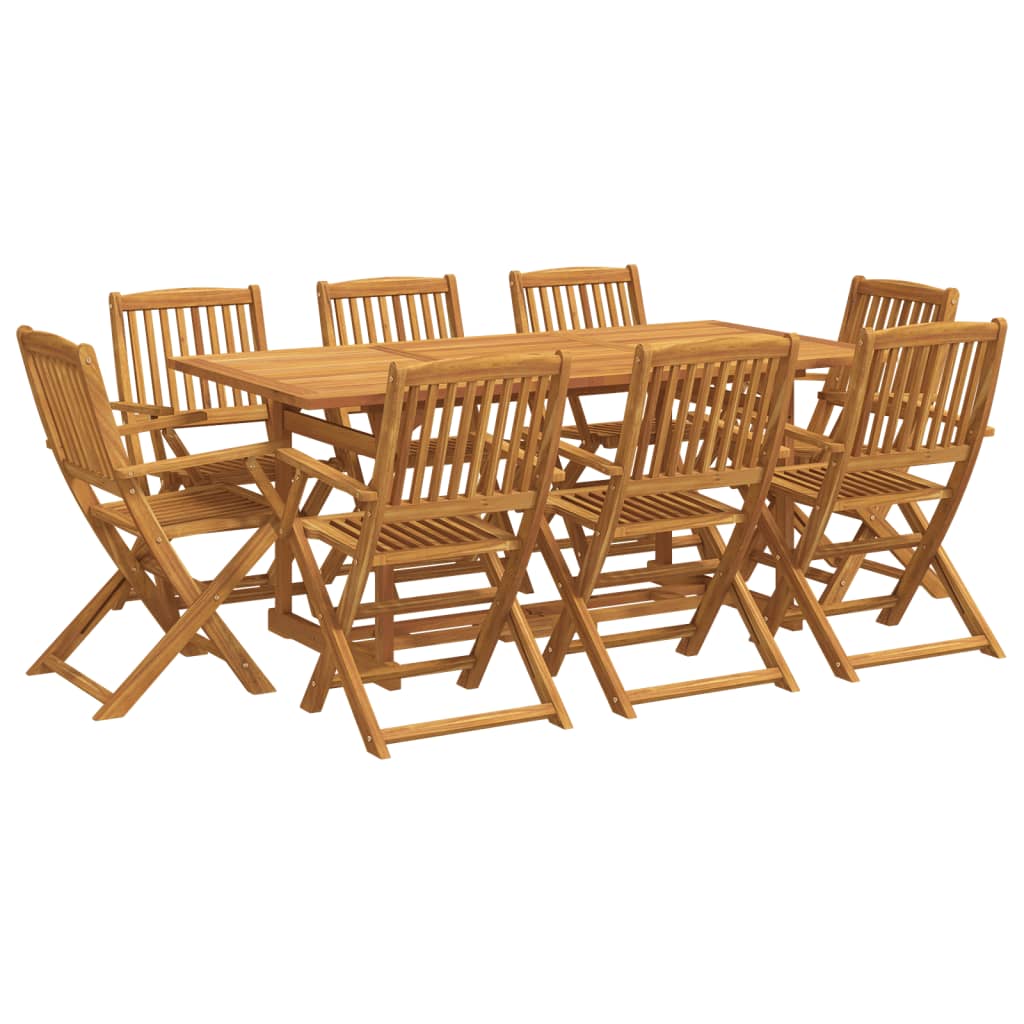 vidaXL 9 Piece Garden Dining Set 180x90x75 cm Solid Wood Acacia