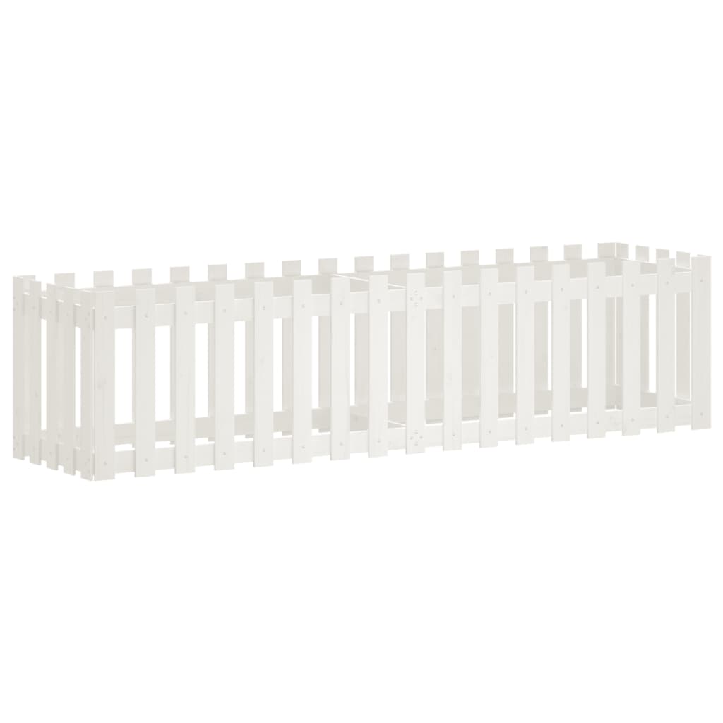 vidaXL Garden Raised Bed with Fence Design White 200x50x50 cm Solid Wood Pine