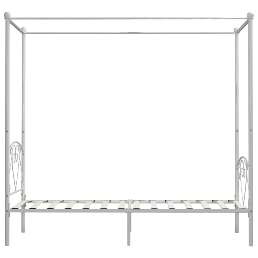 vidaXL Canopy Bed Frame without Mattress White Metal 120x200 cm