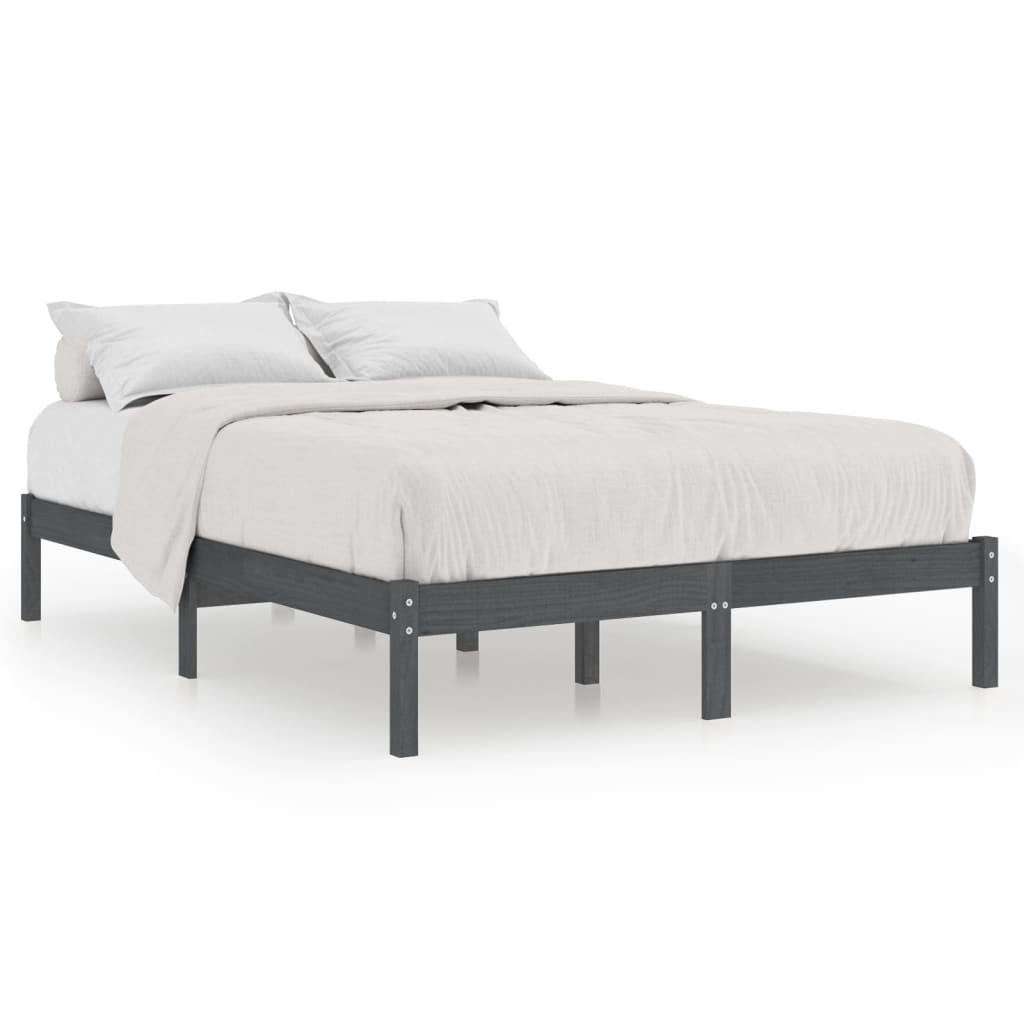 vidaXL Bed Frame without Mattress Grey Solid Wood Super King Size