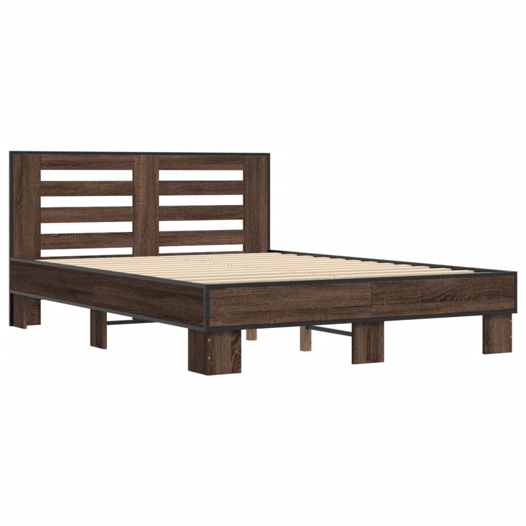 vidaXL Bed Frame without Mattress Brown Oak 140x200 cm