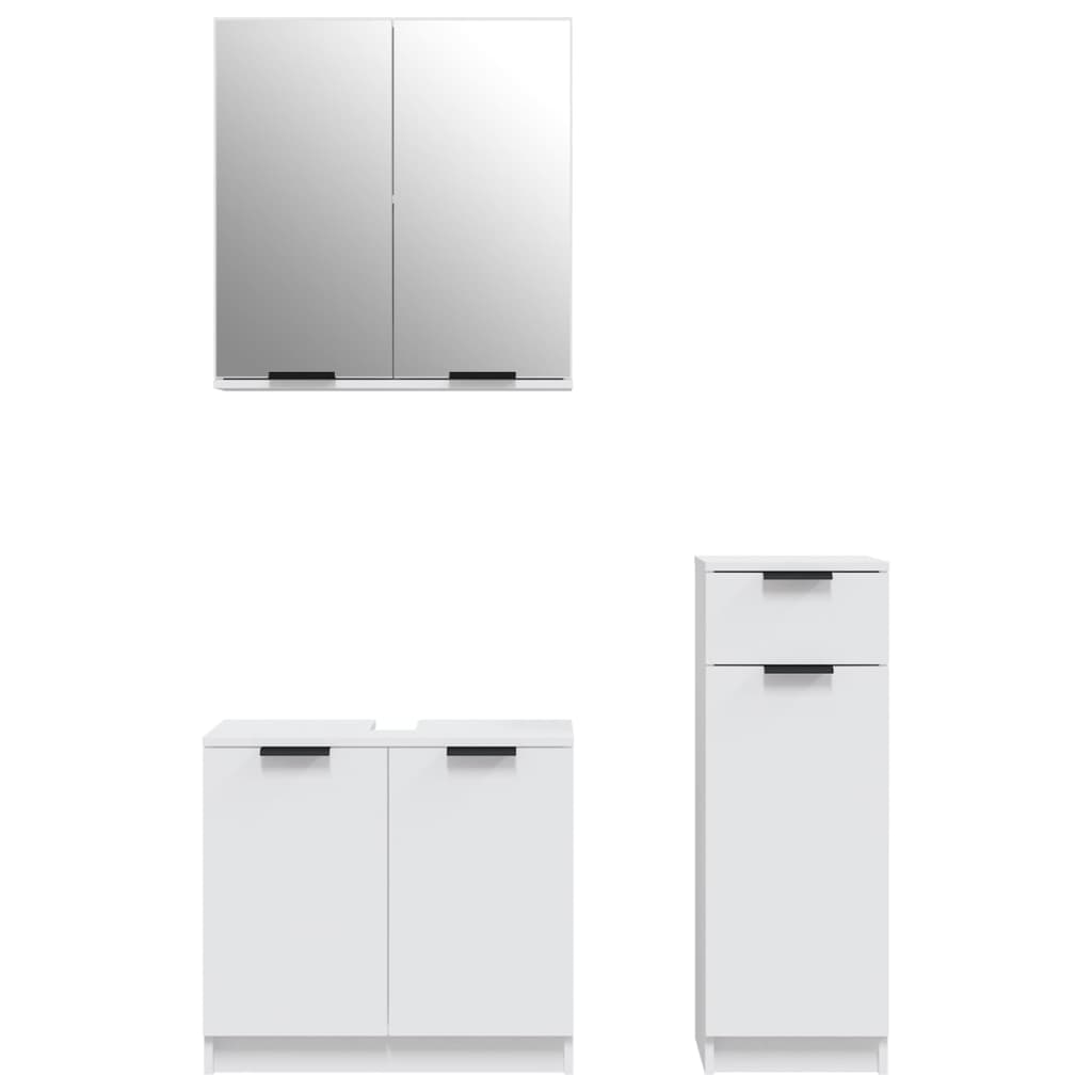 vidaXL 3 Piece Bathroom Cabinet Set White Engineered Wood