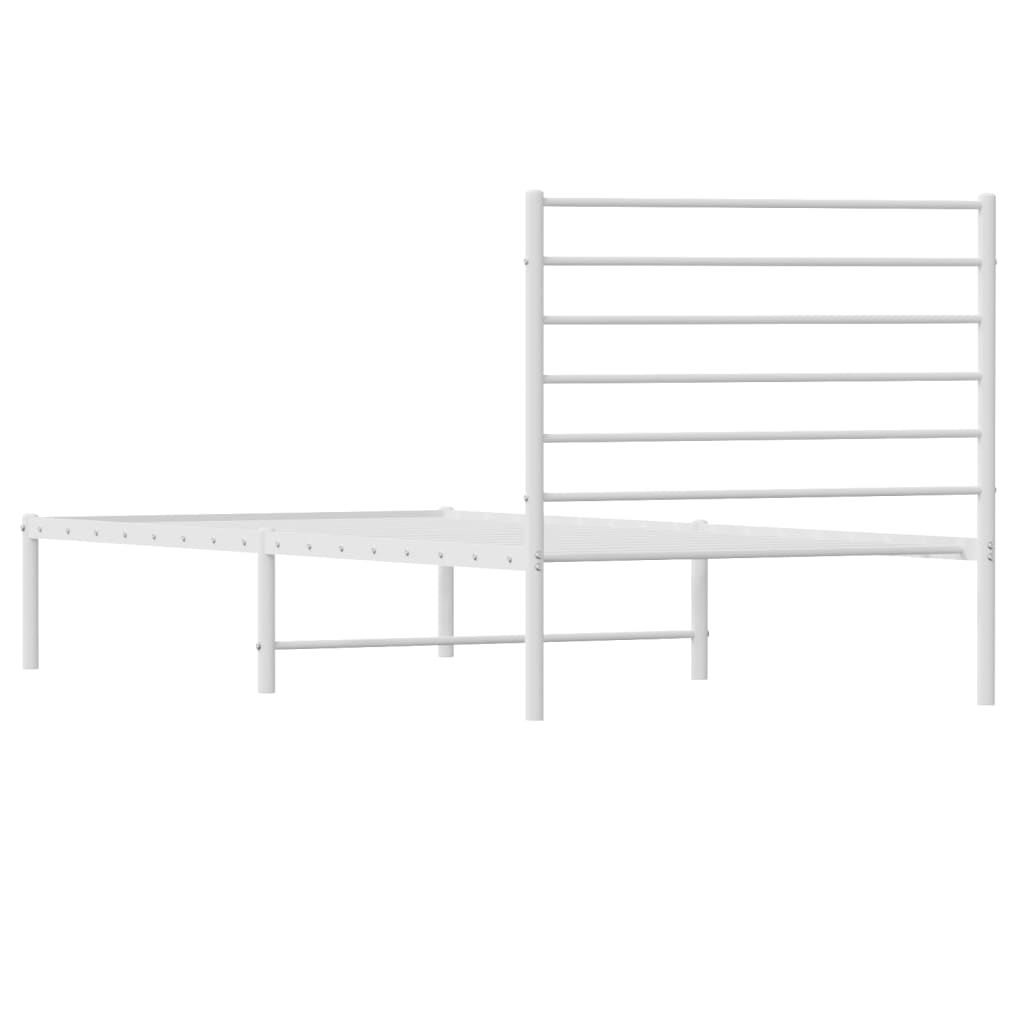 vidaXL Metal Bed Frame without Mattress with Headboard White 90x200 cm