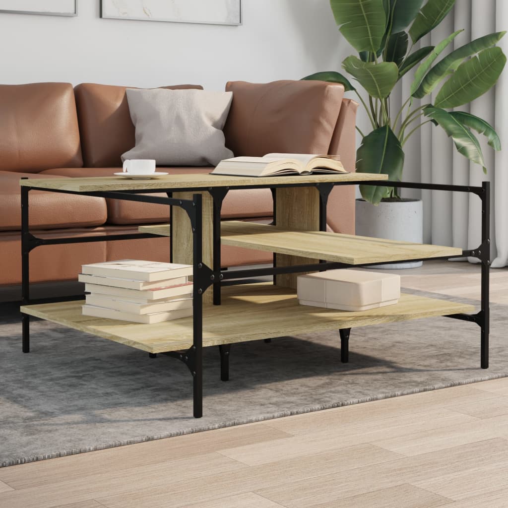 vidaXL Coffee Table Sonoma Oak 100x100x48.5 cm Engineered Wood