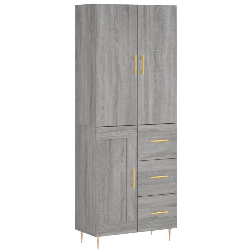 vidaXL Highboard Grey Sonoma 69.5x34x180 cm Engineered Wood