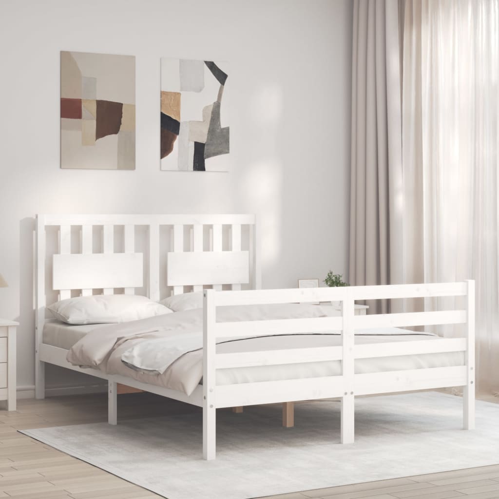 vidaXL Bed Frame without Mattress White 140x200 cm Solid Wood