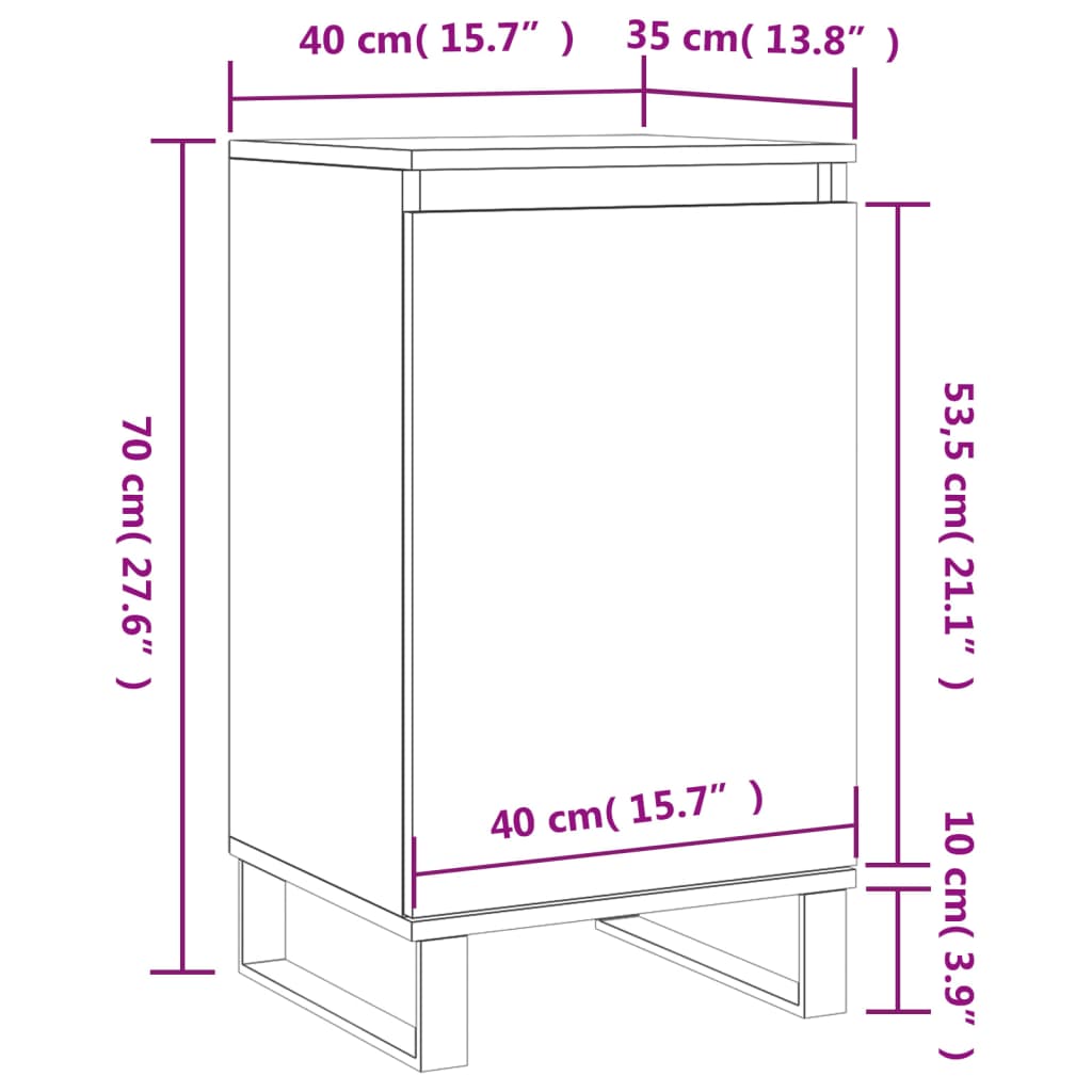 vidaXL Sideboards 2 pcs Sonoma Oak 40x35x70 cm Engineered Wood