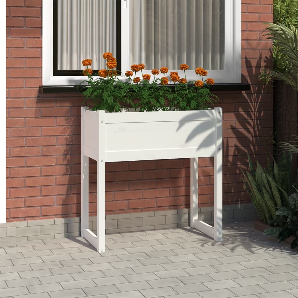 vidaXL Planter White 78x40x81 cm Solid Wood Pine