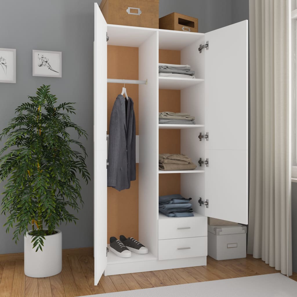 vidaXL Wardrobe White 80x52x180 cm Engineered Wood