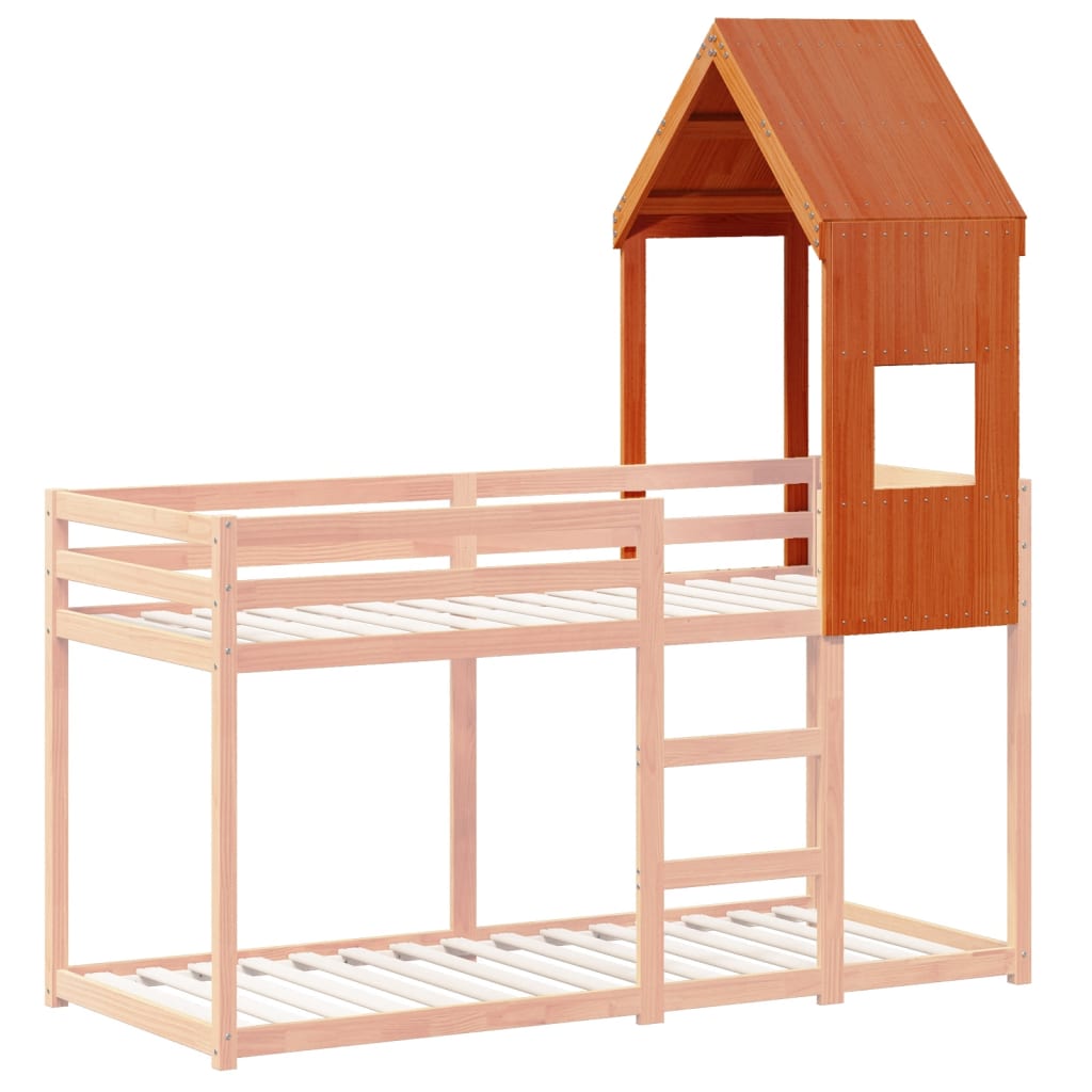 vidaXL Kids' Bed Roof Wax Brown 55x84x132 cm Solid Wood Pine