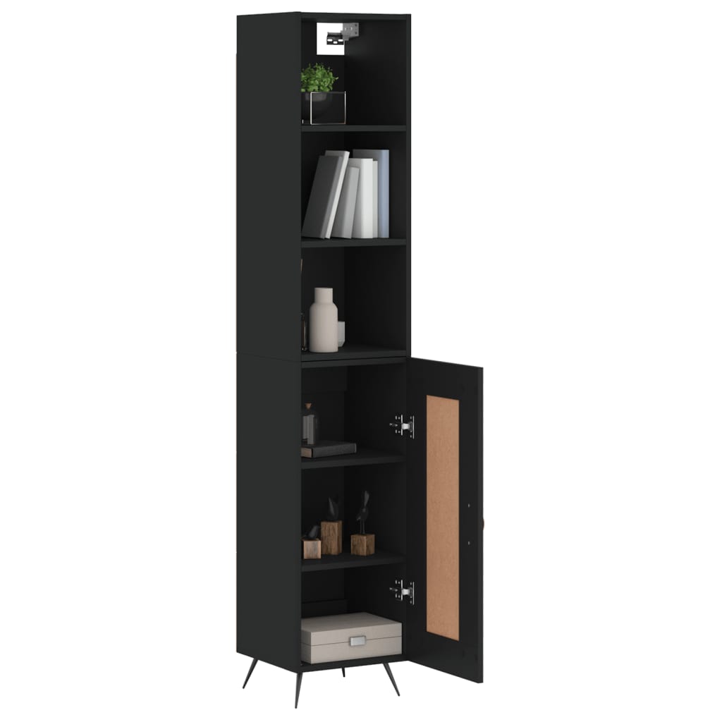 vidaXL Highboard Black 34.5x34x180 cm Engineered Wood