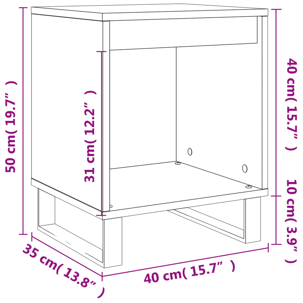 vidaXL Bedside Cabinets 2 pcs White 40x35x50 cm Engineered Wood