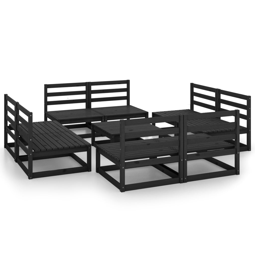 vidaXL 9 Piece Garden Lounge Set Black Solid Pinewood