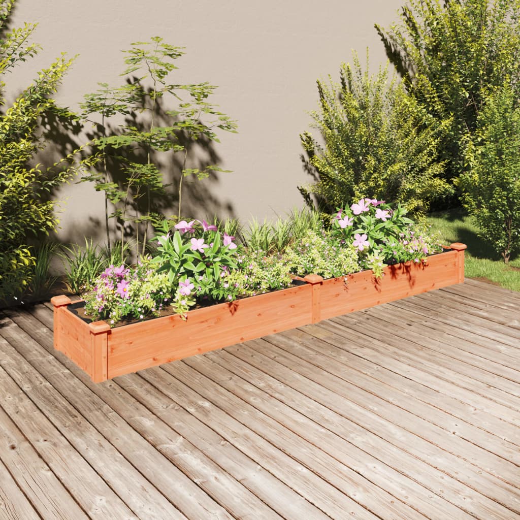 vidaXL Garden Raised Bed with Liner Brown 240x45x25 cm Solid Wood Fir