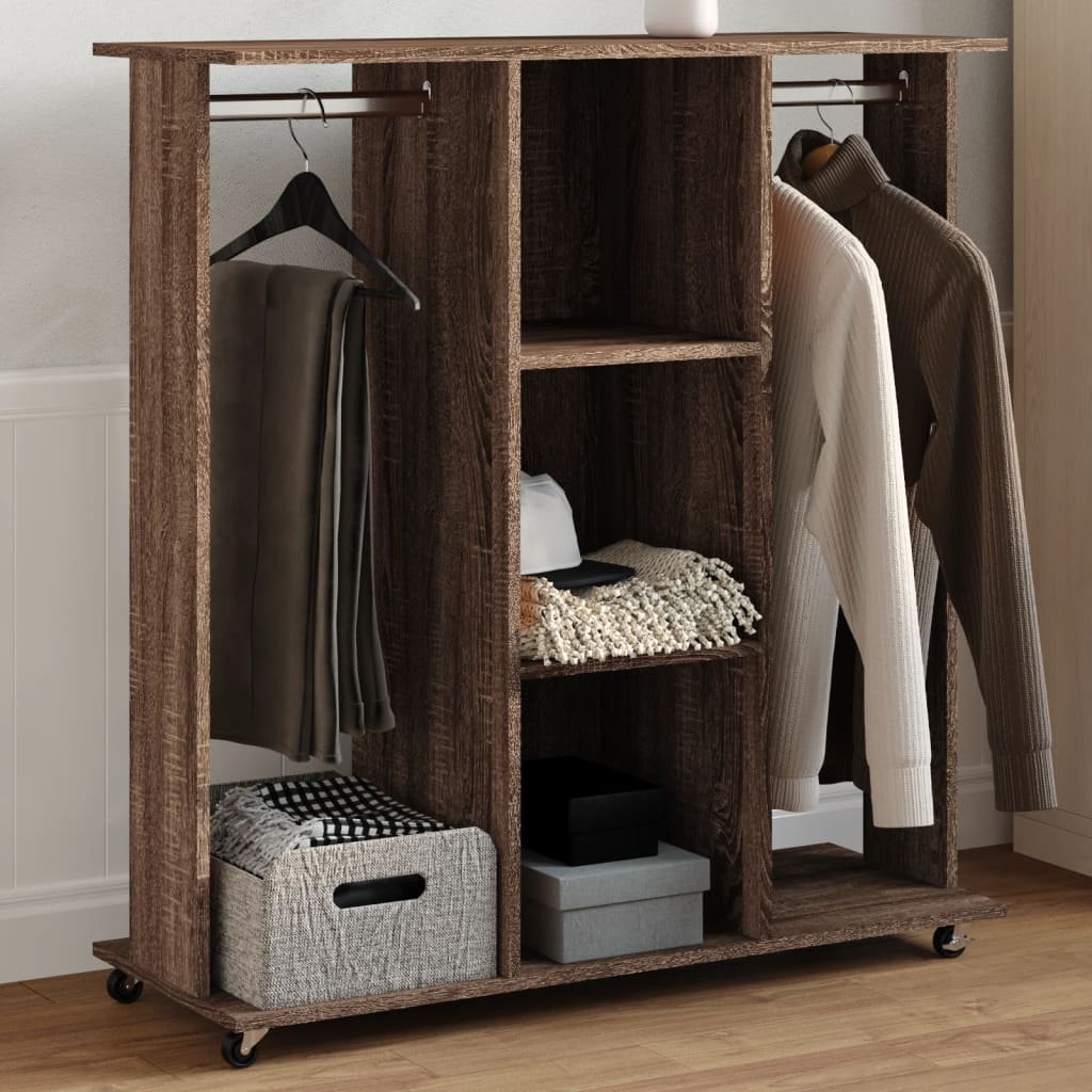 vidaXL Wardrobe with Wheels Brown Oak 102x38x110 cm Engineered Wood