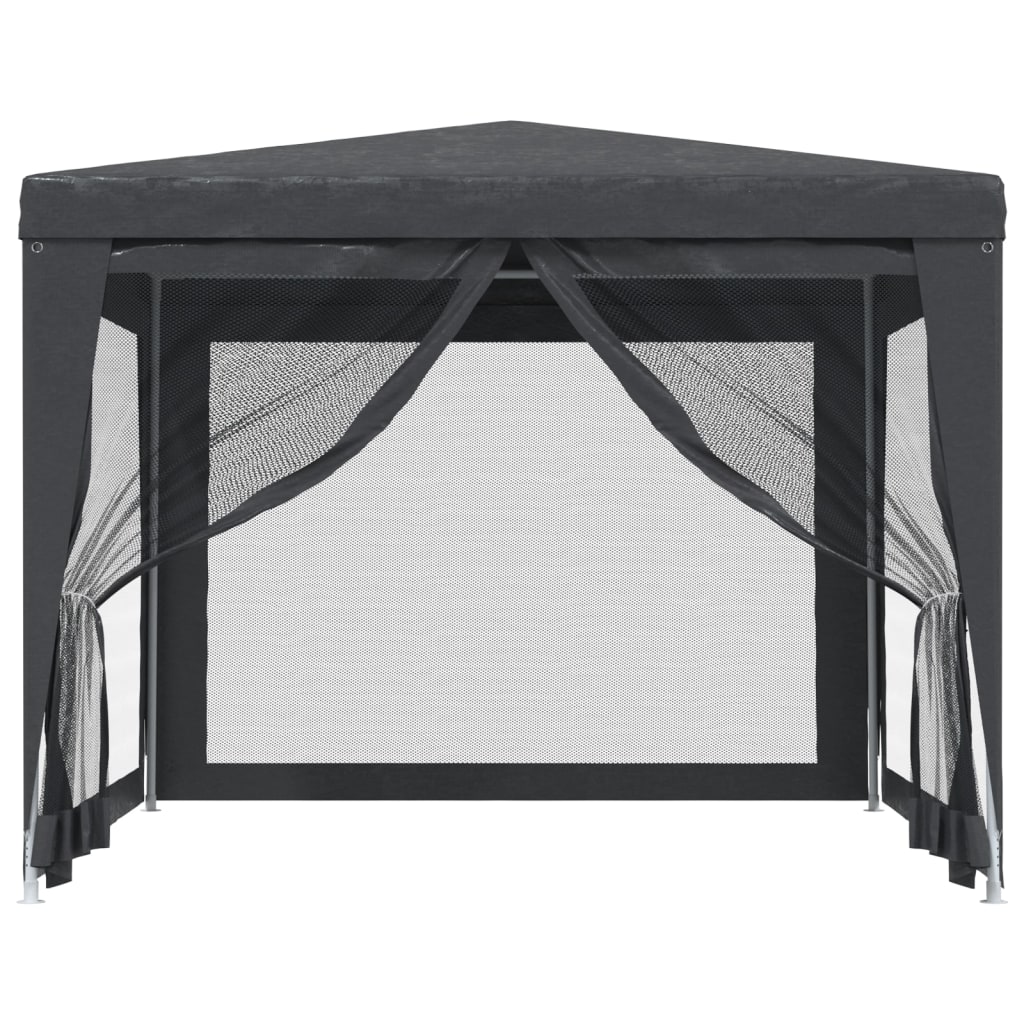 vidaXL Party Tent with 4 Mesh Sidewalls Anthracite 3x3 m HDPE