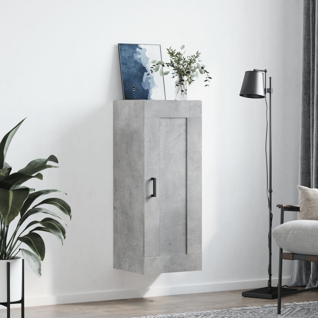 vidaXL Wall Mounted Cabinet Concrete Grey 34.5x34x90 cm Engineered Wood