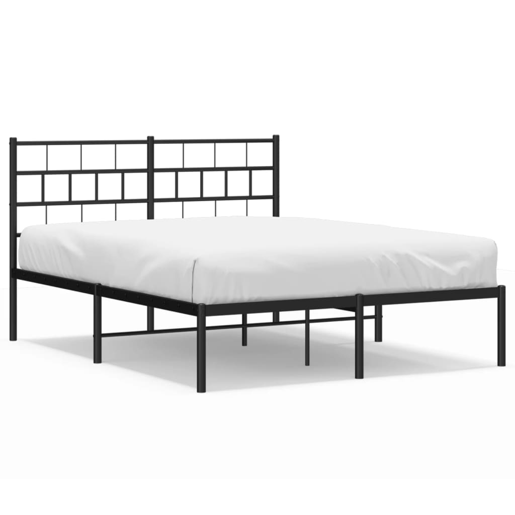 vidaXL Metal Bed Frame without Mattress with Headboard Black 140x200 cm