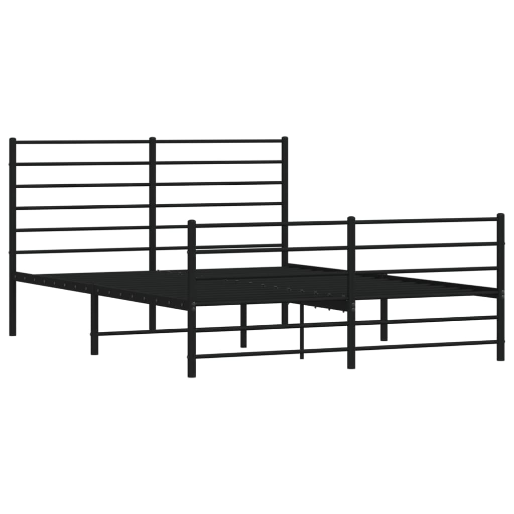 vidaXL Metal Bed Frame without Mattress with Footboard Black 120x200 cm