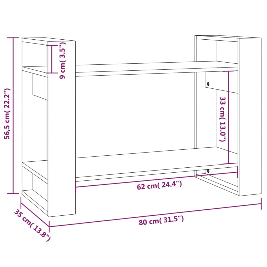 vidaXL Book Cabinet/Room Divider 80x35x56.5 cm Solid Wood Pine