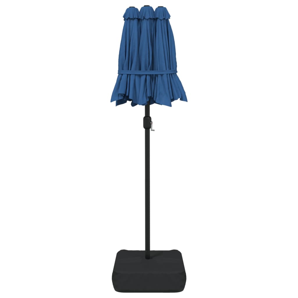 vidaXL Double-Head Garden Parasol with LEDs Azure Blue 316x240 cm