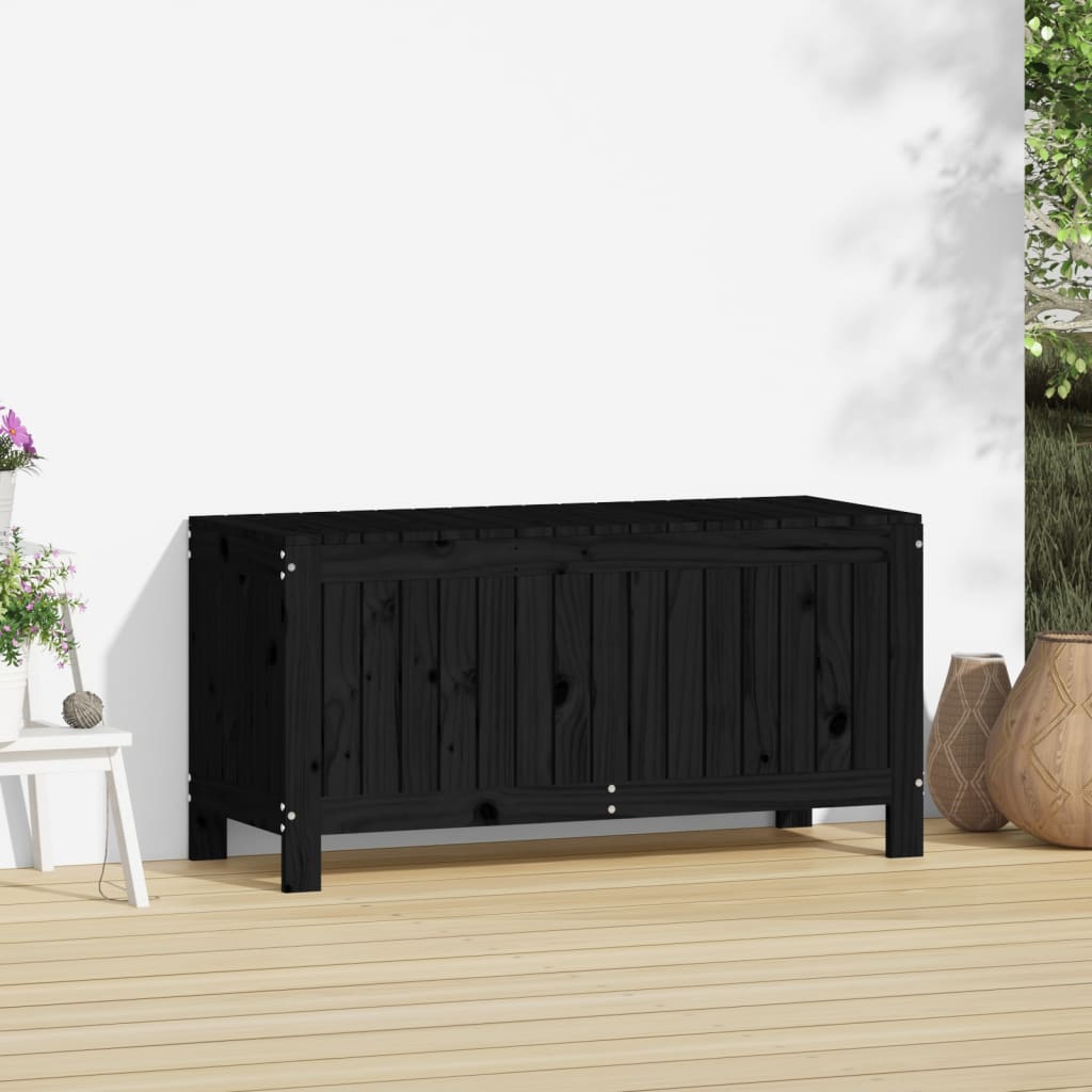 vidaXL Garden Storage Box Black 108x42.5x54 cm Solid Wood Pine