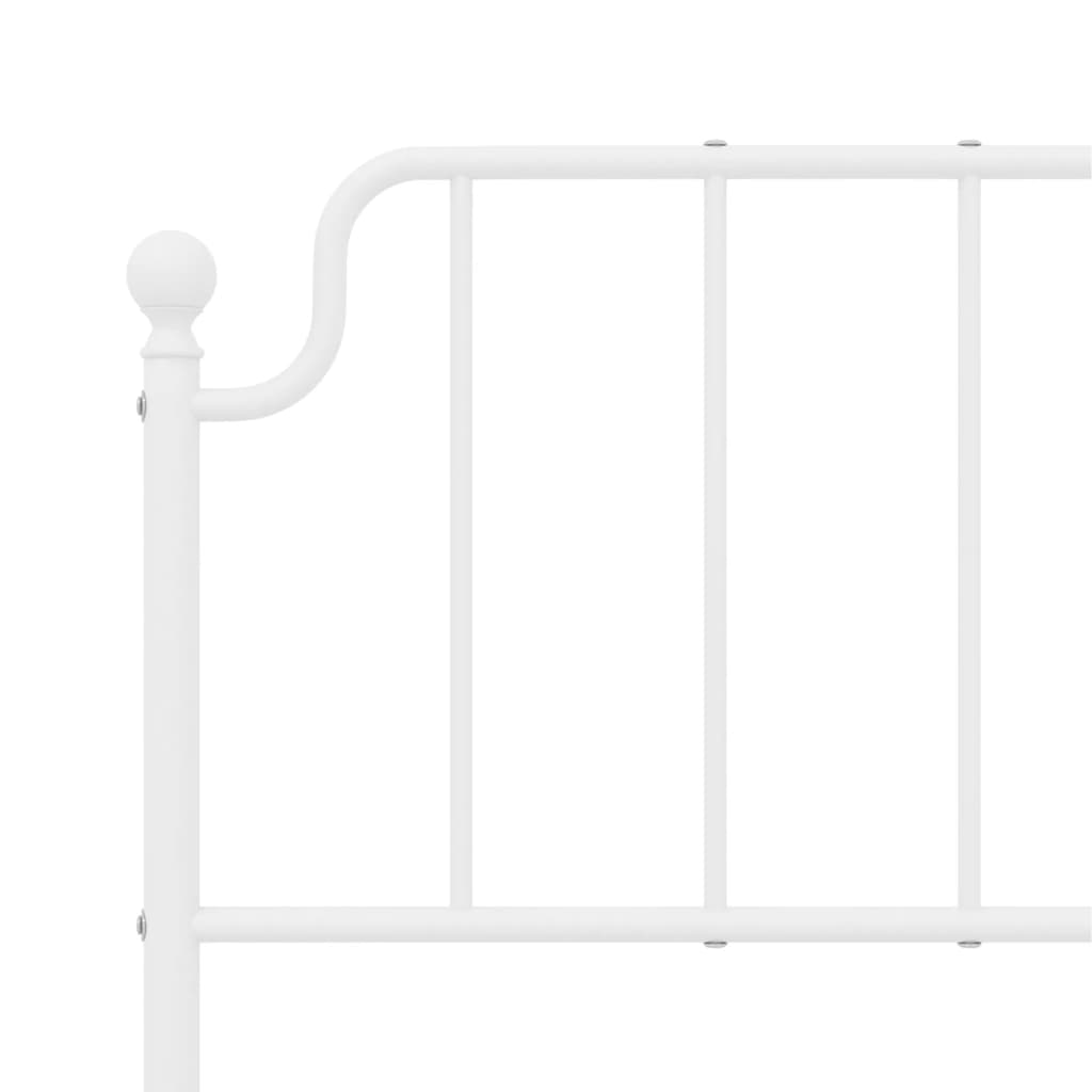 vidaXL Metal Bed Frame without Mattress with Headboard White 140x190 cm