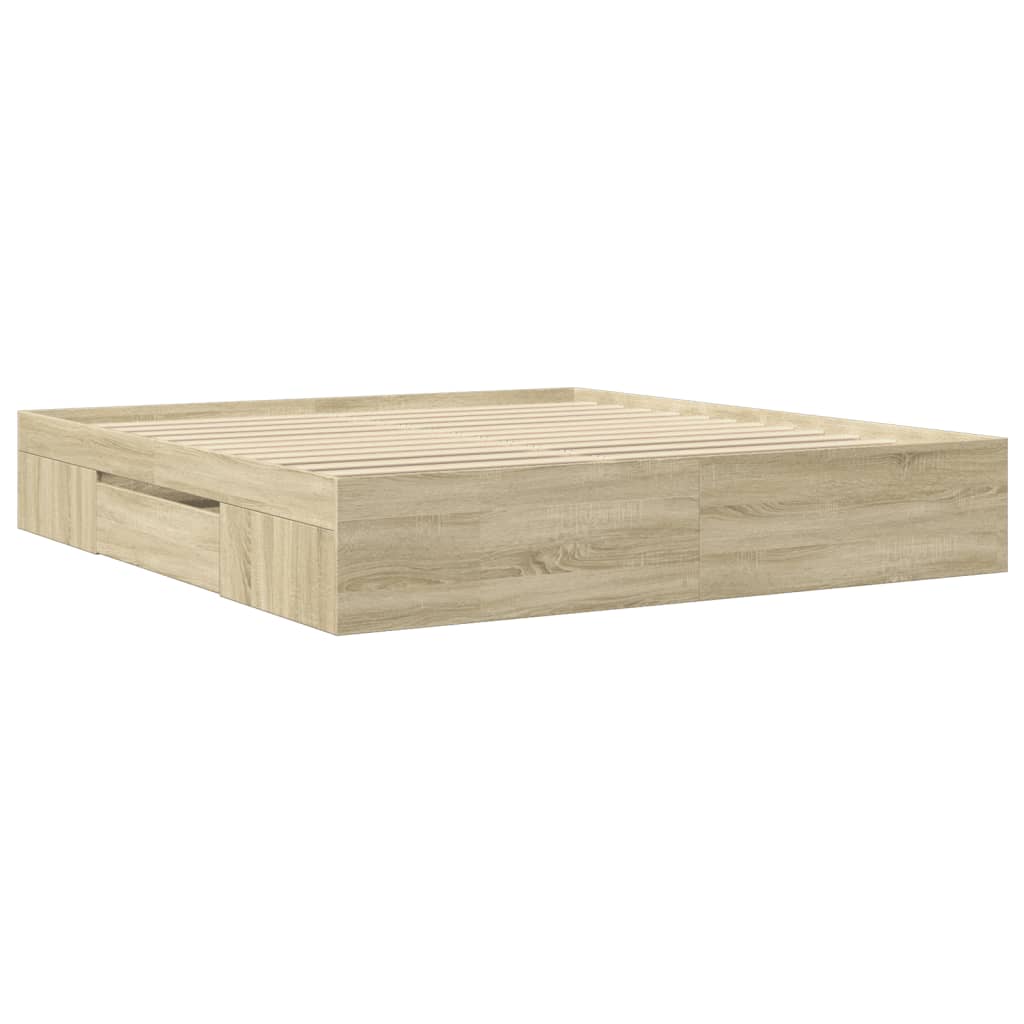 vidaXL Bed Frame without Mattress Sonoma Oak 180x200 cm Super King Engineered Wood