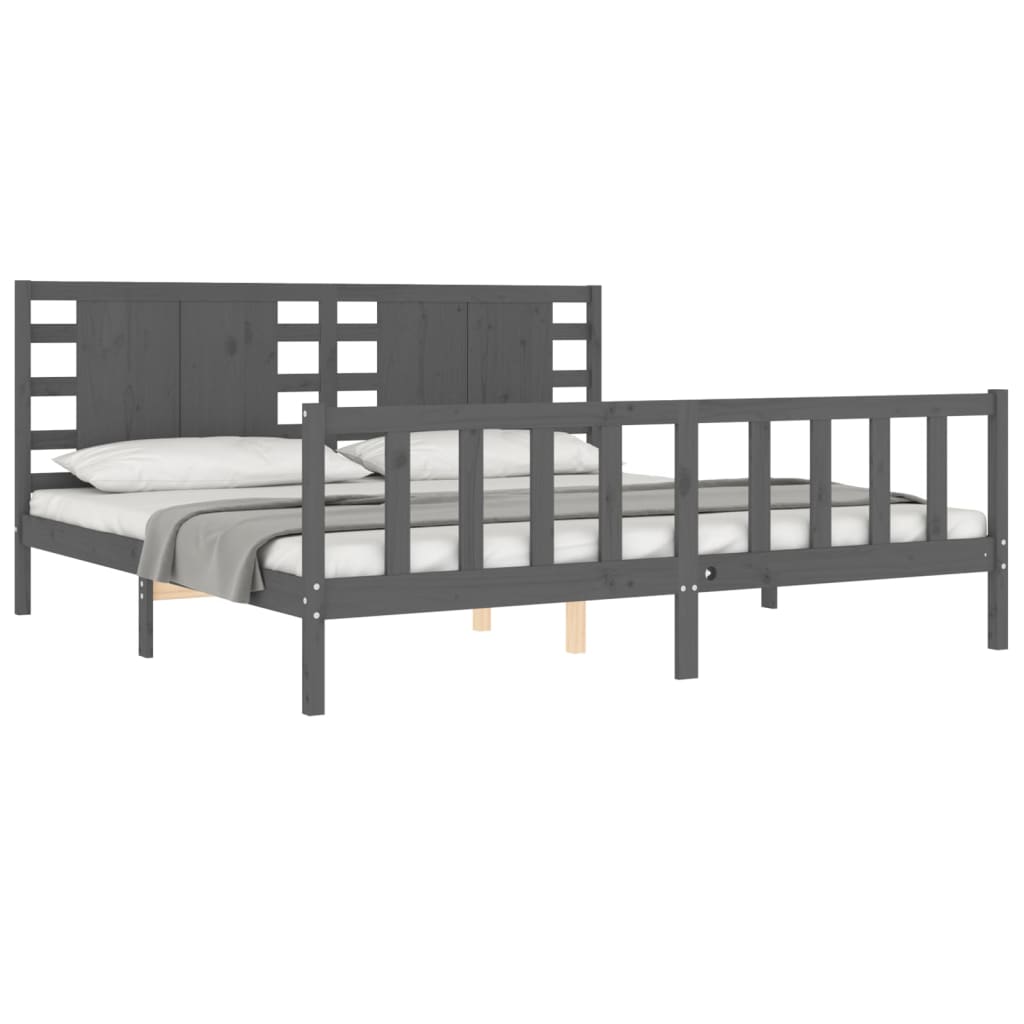 vidaXL Bed Frame without Mattress Grey 200x200 cm Solid Wood Pine