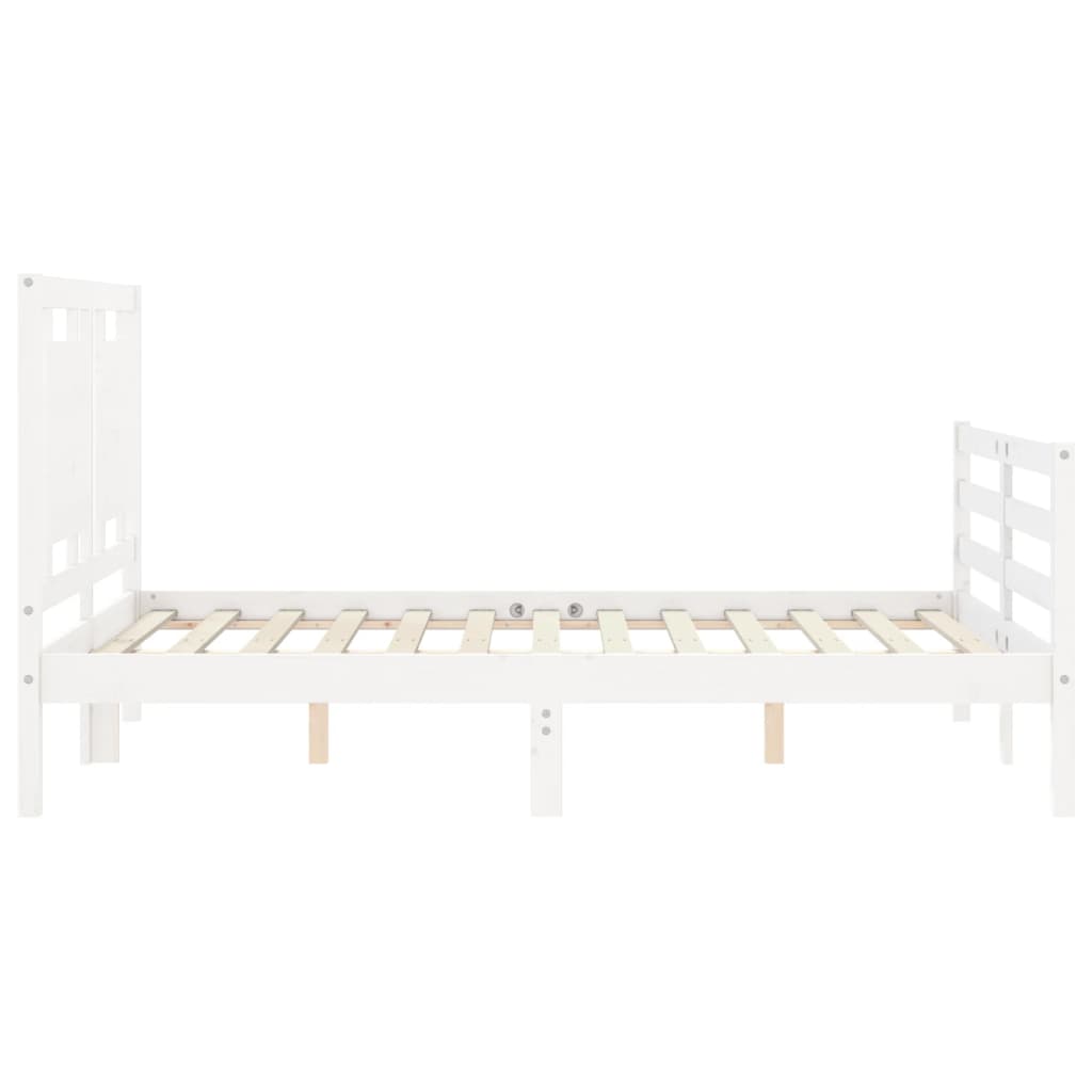 vidaXL Bed Frame without Mattress White Double Solid Wood