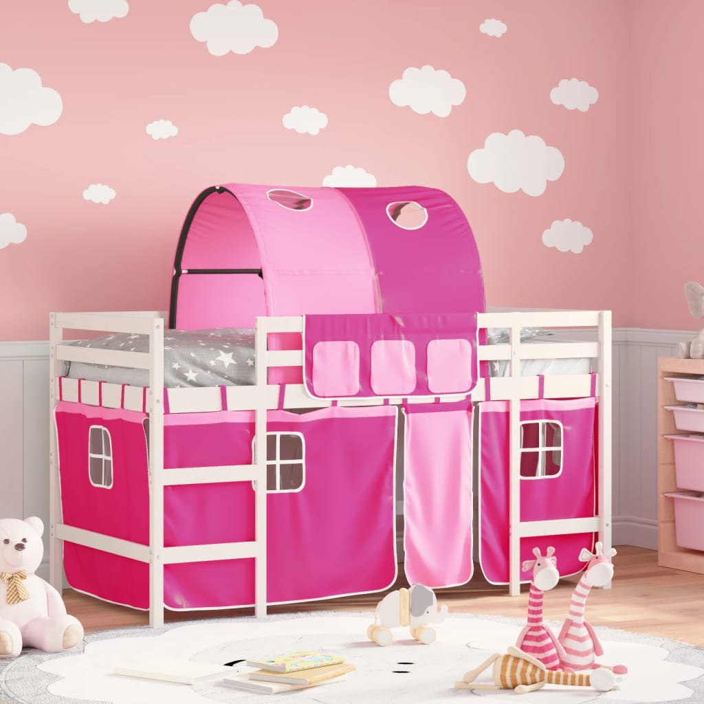 vidaXL Kids' Loft Bed with Tunnel without Mattress Pink 80x200 cm