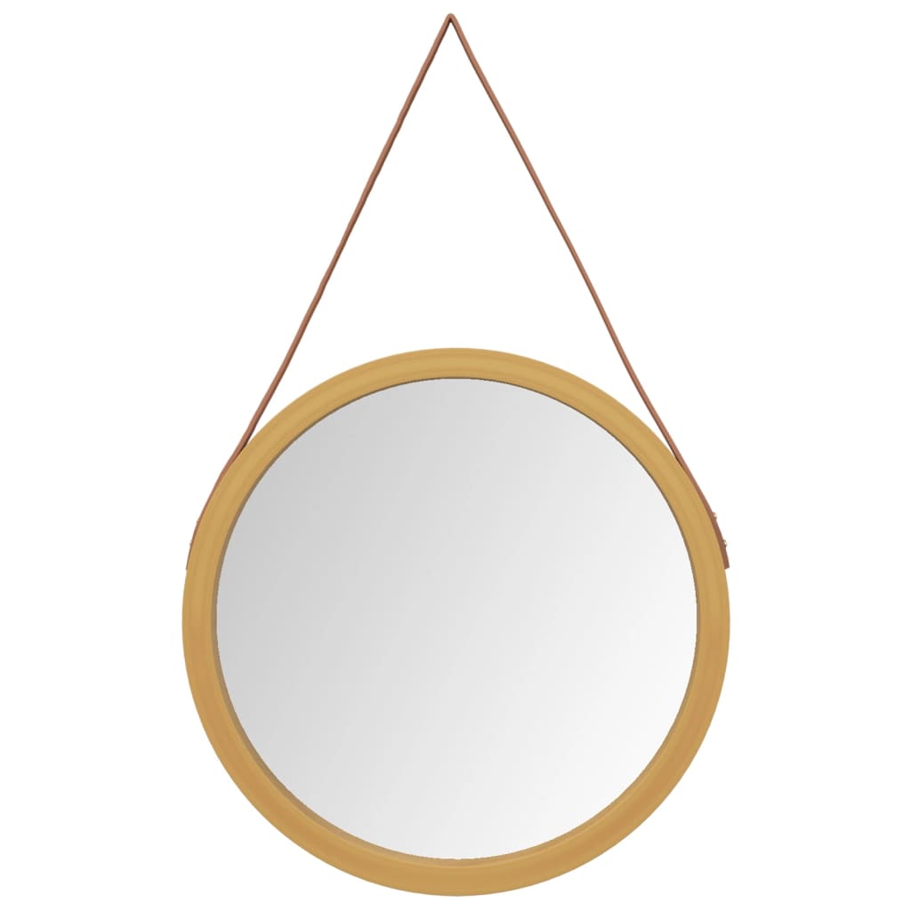 vidaXL Wall Mirror with Strap Gold Ø 55 cm