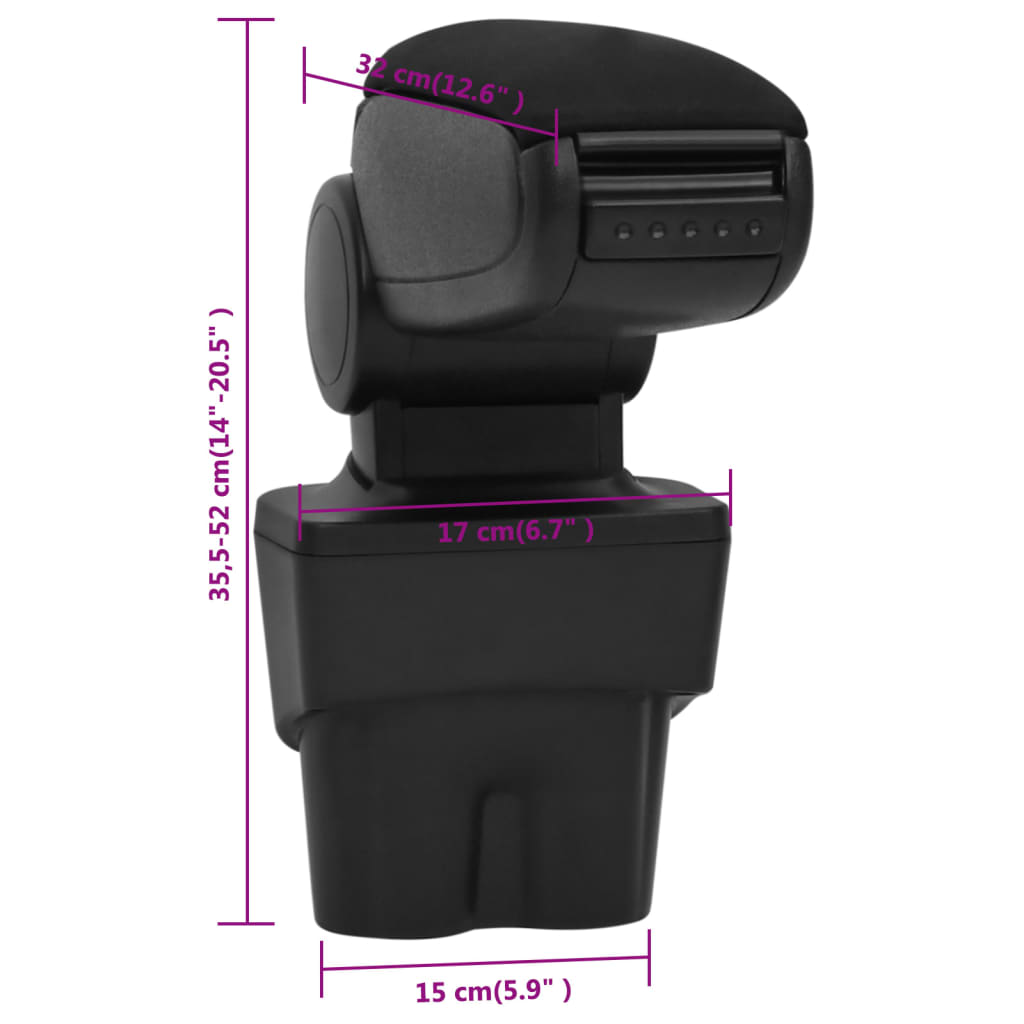 vidaXL Car Armrest Black 17x32x(35.5-52) cm ABS