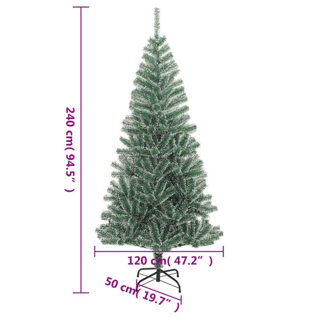 vidaXL Artificial Christmas Tree 300 LEDs&Ball Set&Flocked Snow 240 cm